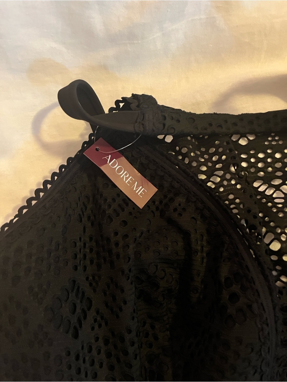 Adore Me NWT Black Crochet Lace One-Piece Swimsuit Plus Size 1X - Picture 2 of 7